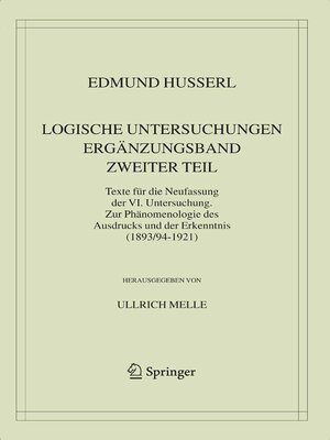 cover image of Logische Untersuchungen. Ergänzungsband. Zweiter Teil.